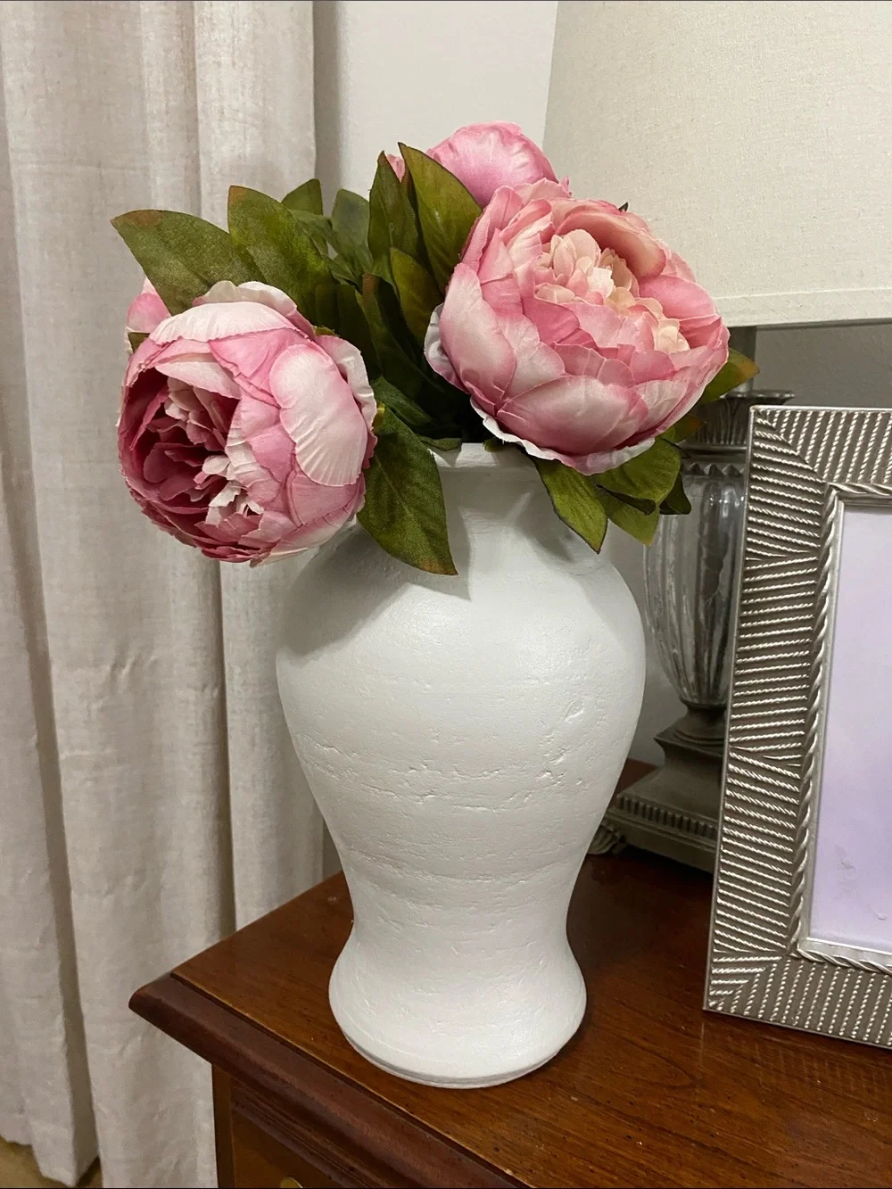 Painted Greige 10 Inch Terracotta Vase